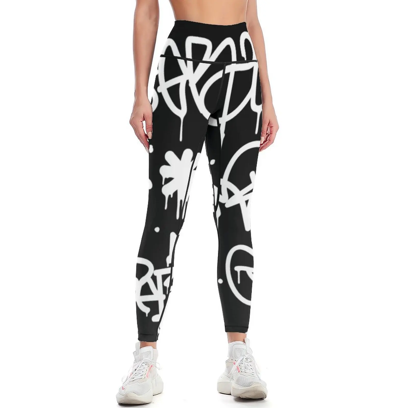 Black and White Graffiti Leggings workout shorts sport legging Sports pants for Womens Leggings