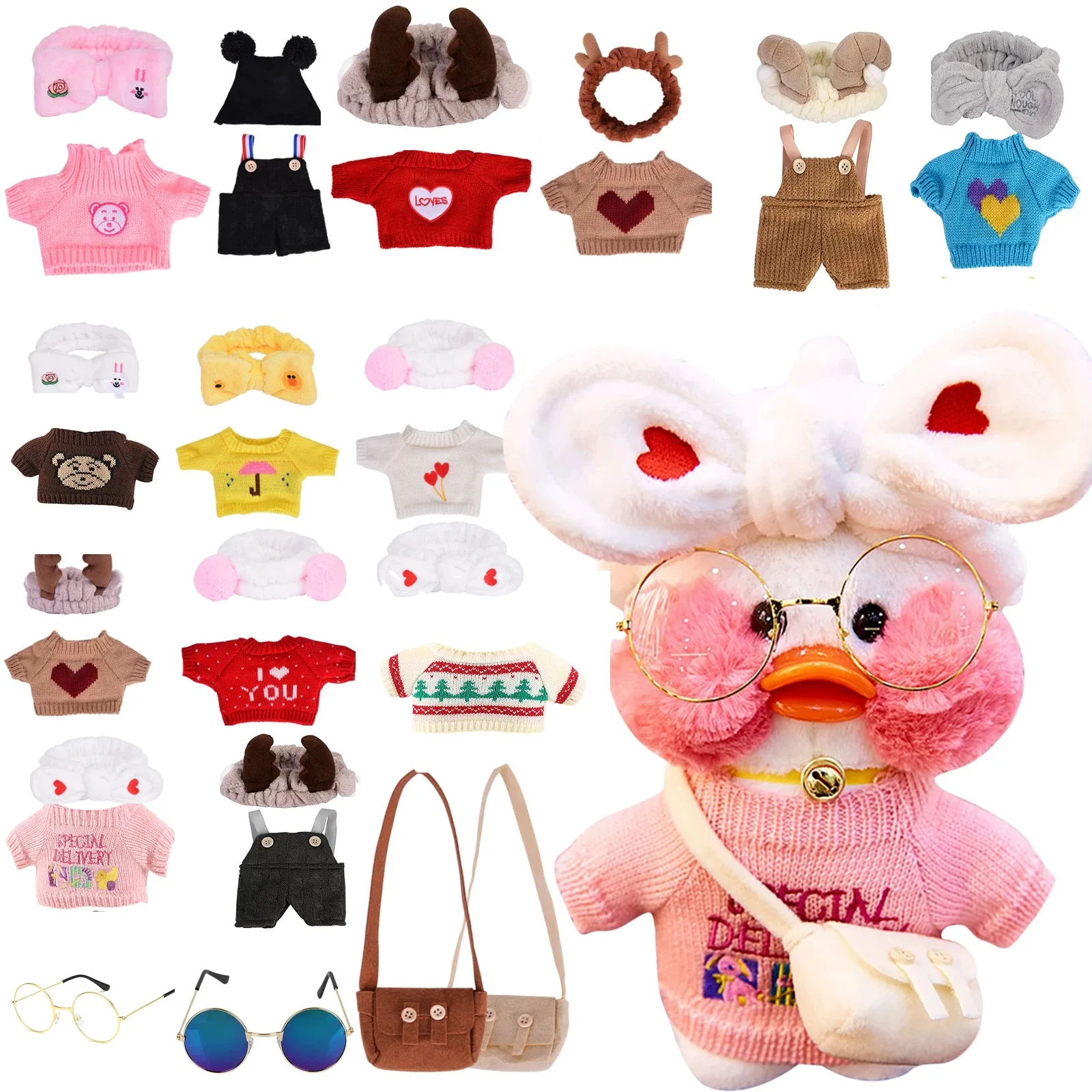 30cm for Cafe LaLafanfan Duck Clothes Hoodie Cartoon Plush Toy Stuffed Soft Duck Doll Toys Birthday Girl`s Gift for Kids DIY