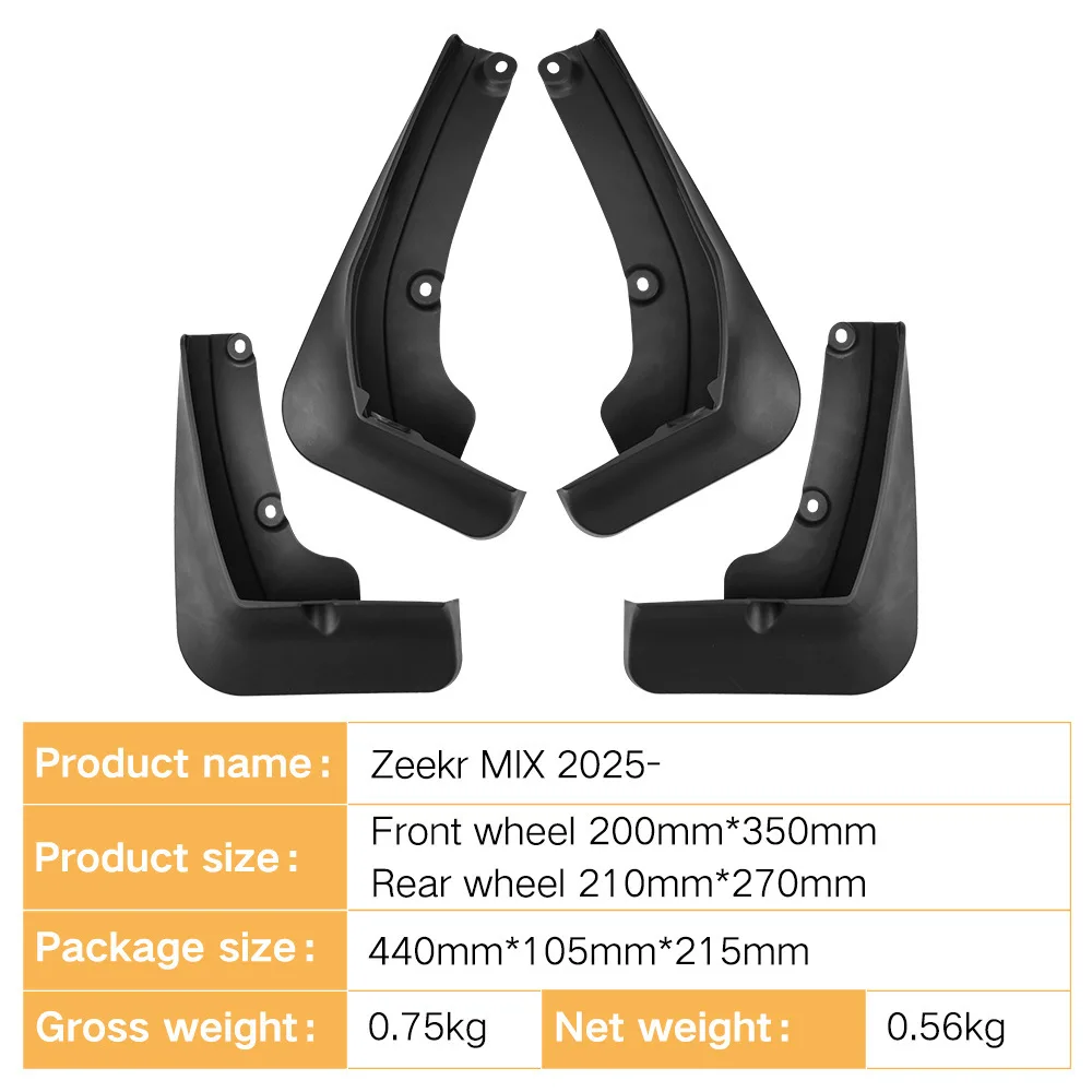 For Zeekr MIX 2025 fender tiles, front and rear automotive accessories 4runner accessories mud flaps car accessories