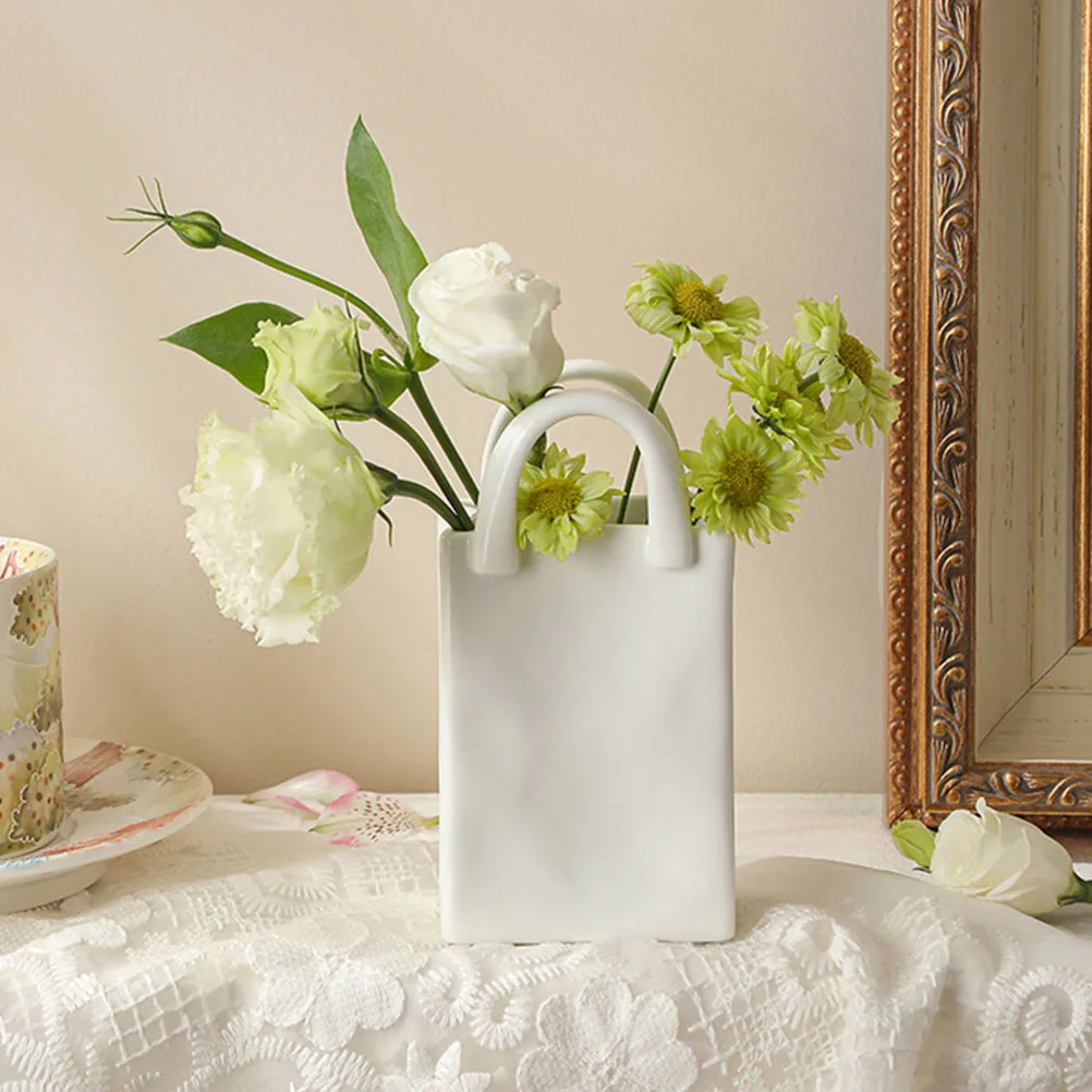 السيراميك محفظة شكل زهرية حقيبة يد تصميم حامل القلم الزخرفية فرشاة الحاويات فريدة من نوعها زهرة زهرية طاولة صغيرة الديكور مكتب