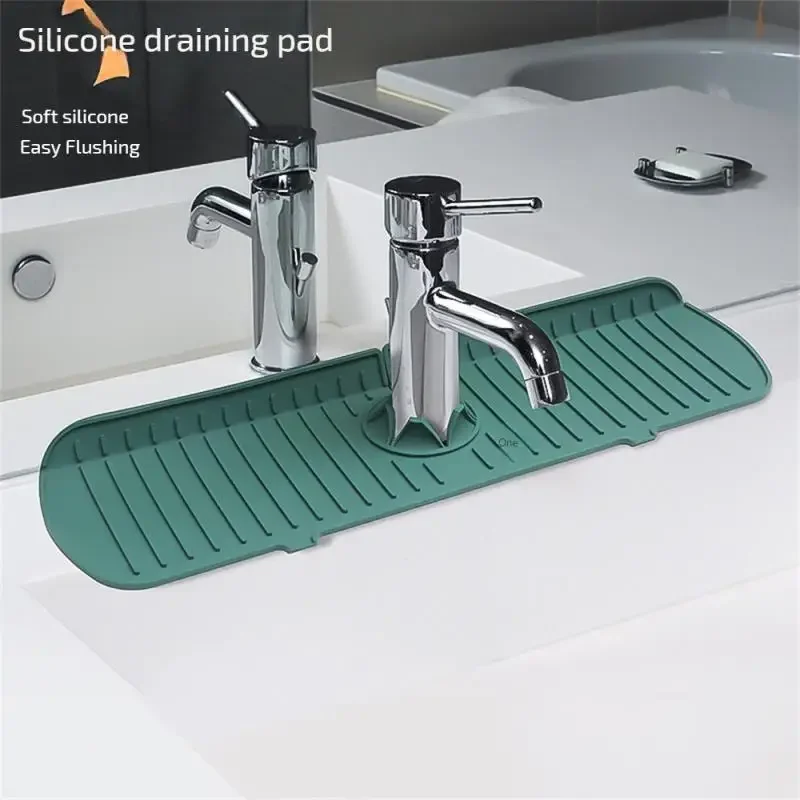 Kitchen Silicone Drain Mat Faucet Splash-proof Household Non-slip Heat Insulation Countertop Soap Mat Cup Large Sink Countertop