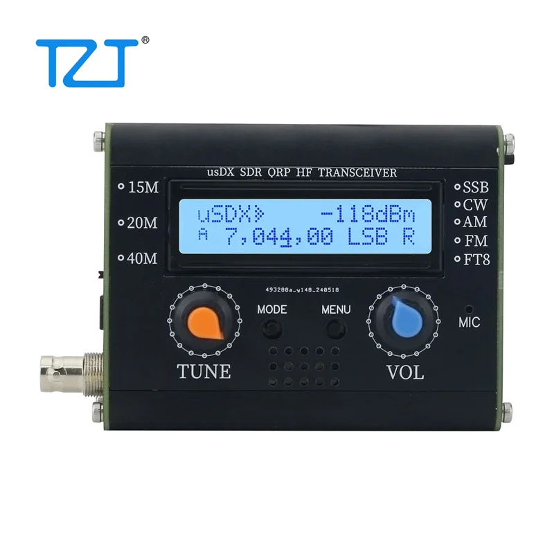 TZT 5W usDX SDR QRP Transceiver QCX-SSB to SSB 3-Band All Mode HF Transceiver with Handheld Microphone