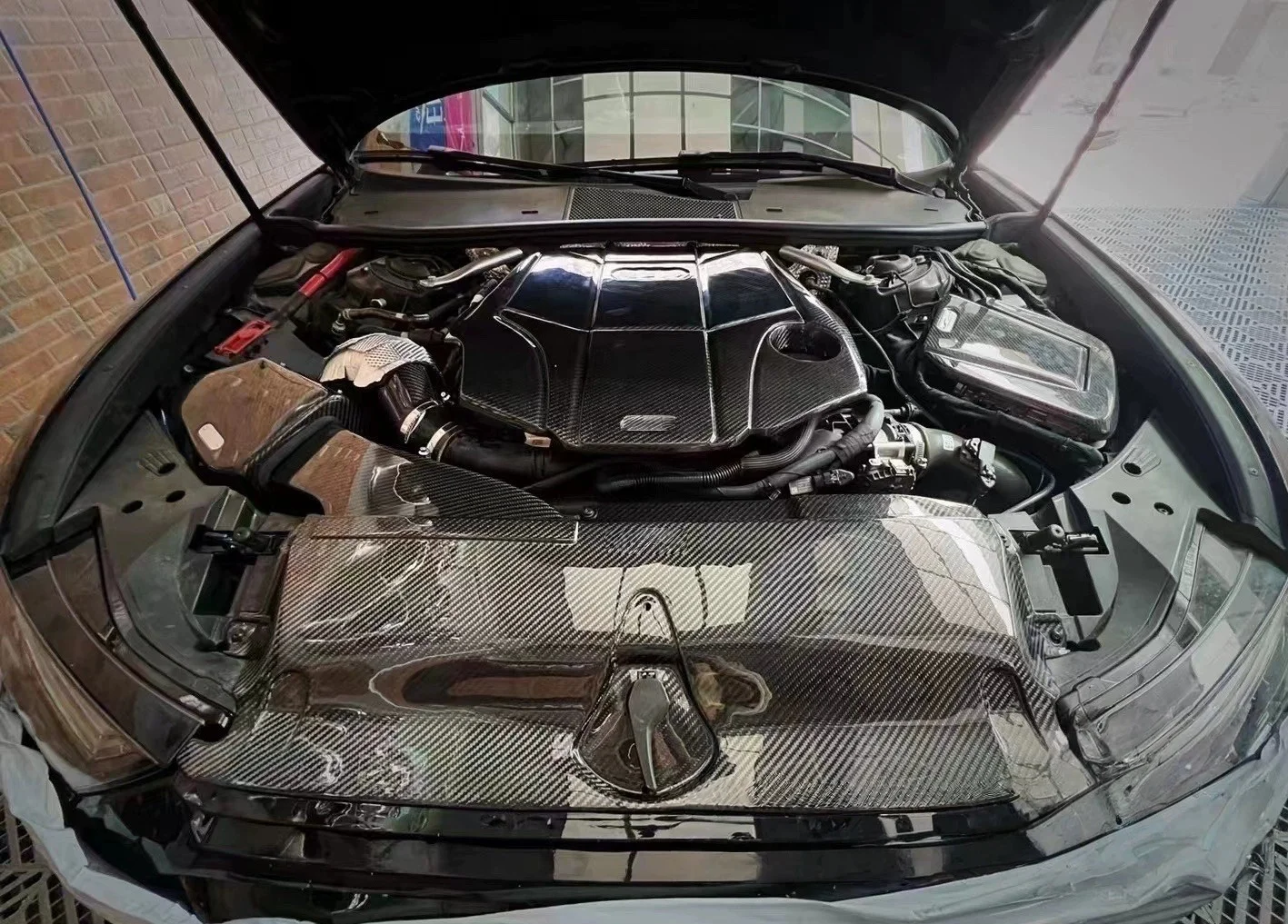 19- نظام مدخل الكربون الجاف الحقيقي عالي الكفاءة مناسب لمدخل الهواء البارد Audi A7 C8 3.0T