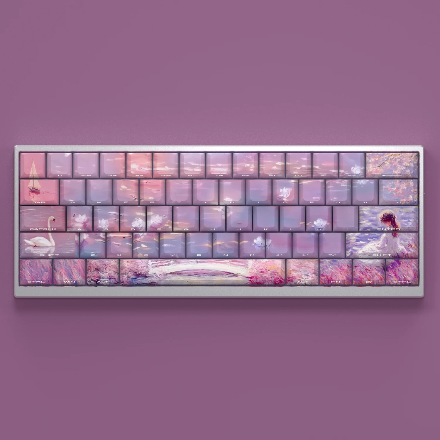 Dreamland Keycaps 130 Keys PBT Cherry Dye Sublimation Side Print Backlight Mechanical Keyboard AULA F75 Anne Pro 2 Game