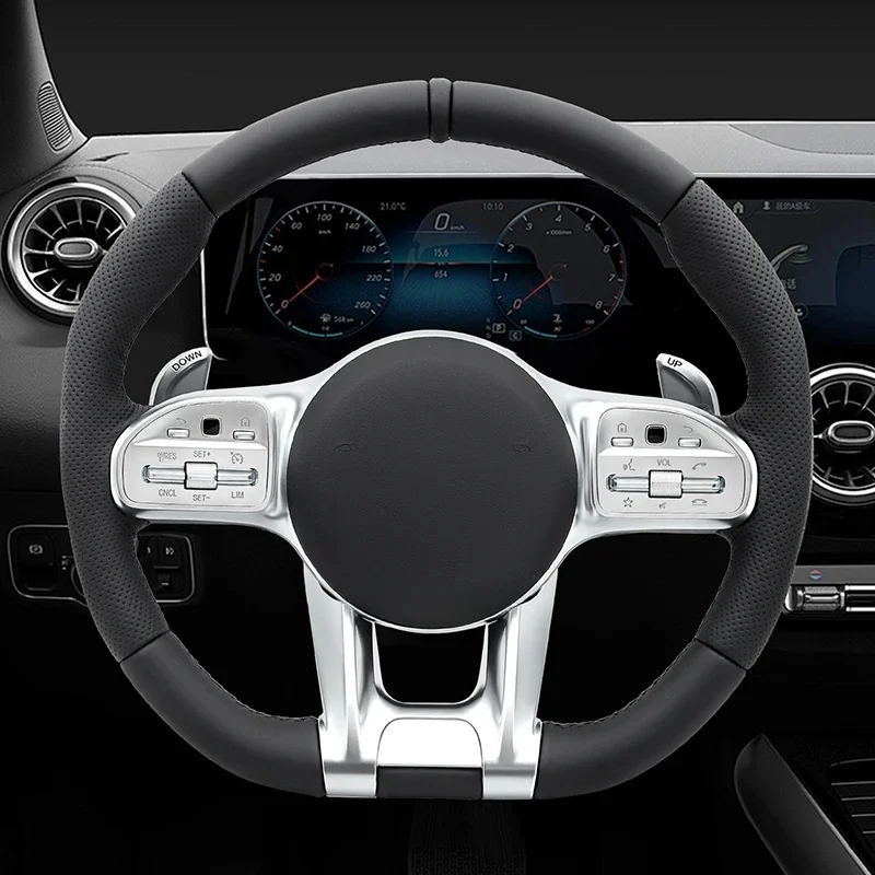 High Quality Leather Steering Wheel C190 W166 W177 W205 W213 W204 W222 W257 W463 W464 GLE G63 C63 E300 Interior Modification Uni
