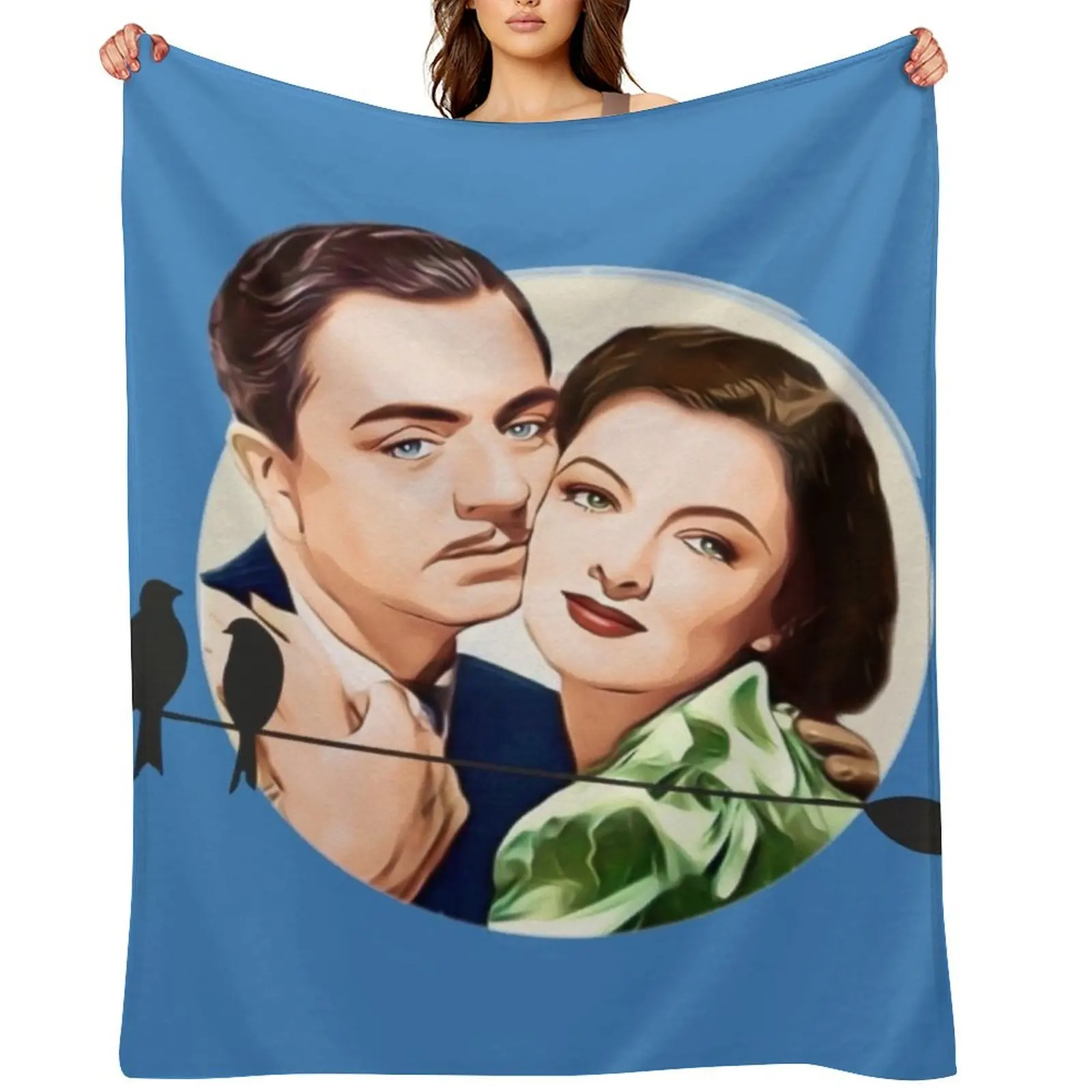 

Nick and Nora Full Moon and Birds Throw Blanket halloween Fashion Sofas manga Baby Blankets