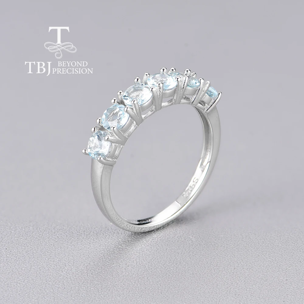 Anello acquamarina naturale brasiliana rotondo 4mm gioielli in argento sterling 925 per le donne semplice anello da indossare ogni giorno regalo per la moglie