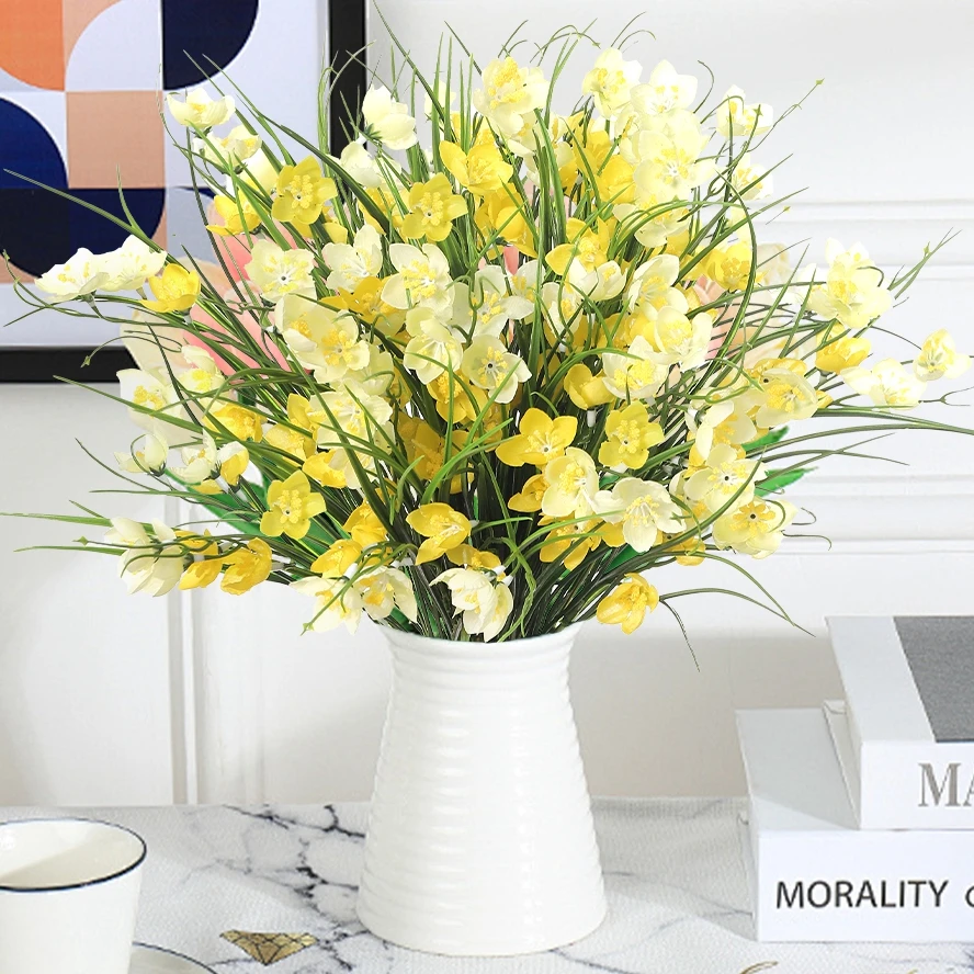 

1Pcs Artificial Flowers Bouquet Fake Grass Flowers for Home Bedroom Decor Garden Wedding Decoration Outdoor Table Vase Ornament