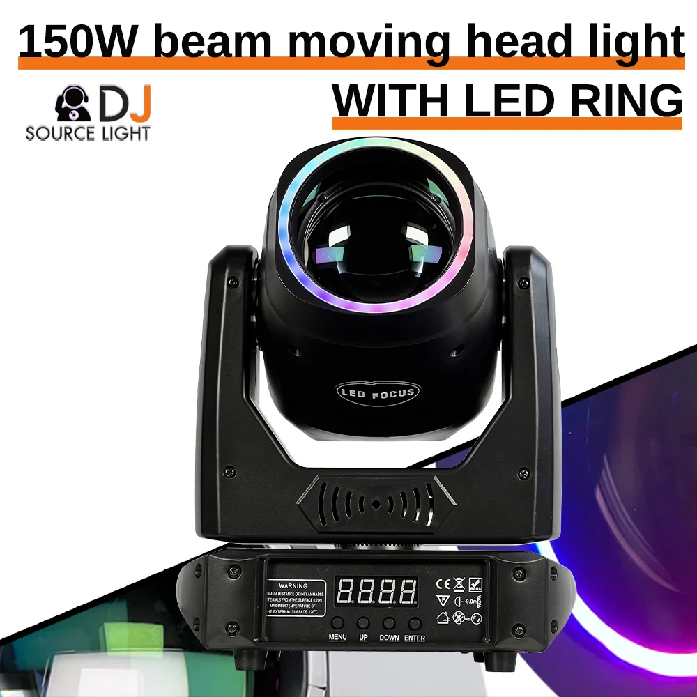 150W LED Beam Moving Head DJ light Stage Lights 12CH 7 Gobos 8 Colors Sound DMX] for Disco Party Bar Wedding decorate Lighting