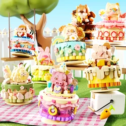 Cute Pet Teacup Cake Shaking Building Blocks Diy Animal Model Assembly Bricks Toys Desktop Decoration Children's Christmas Gifts