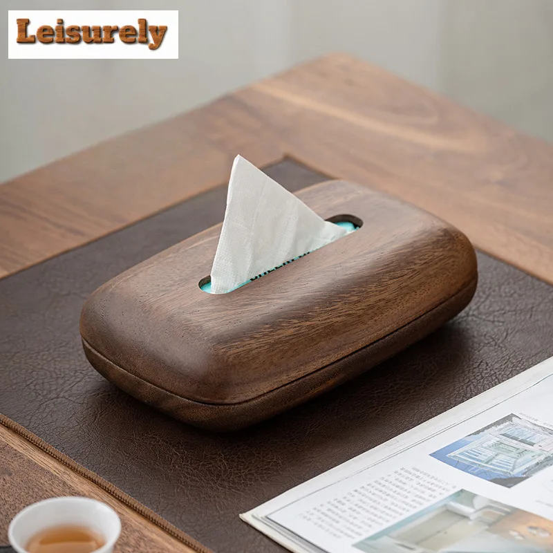 Walnut Wood Tissue Box Commercial Hotel Restaurant Paper Drawer Desktop Square Wooden Box Household  Advertising Paper Drawer