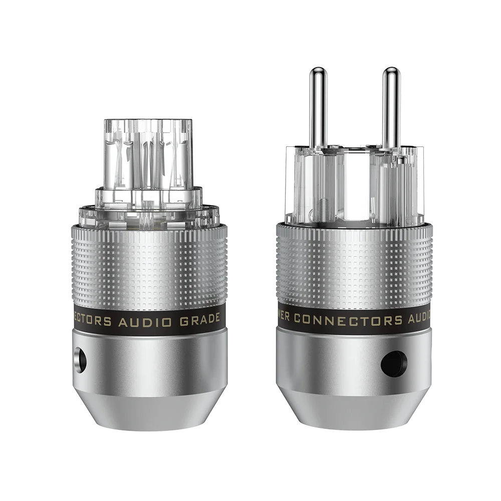 Audiocrast Hi-End  Copper / Rhodium / Gold Plated Aluminum US / Schuko Power Plug & IEC C13 Female Connector