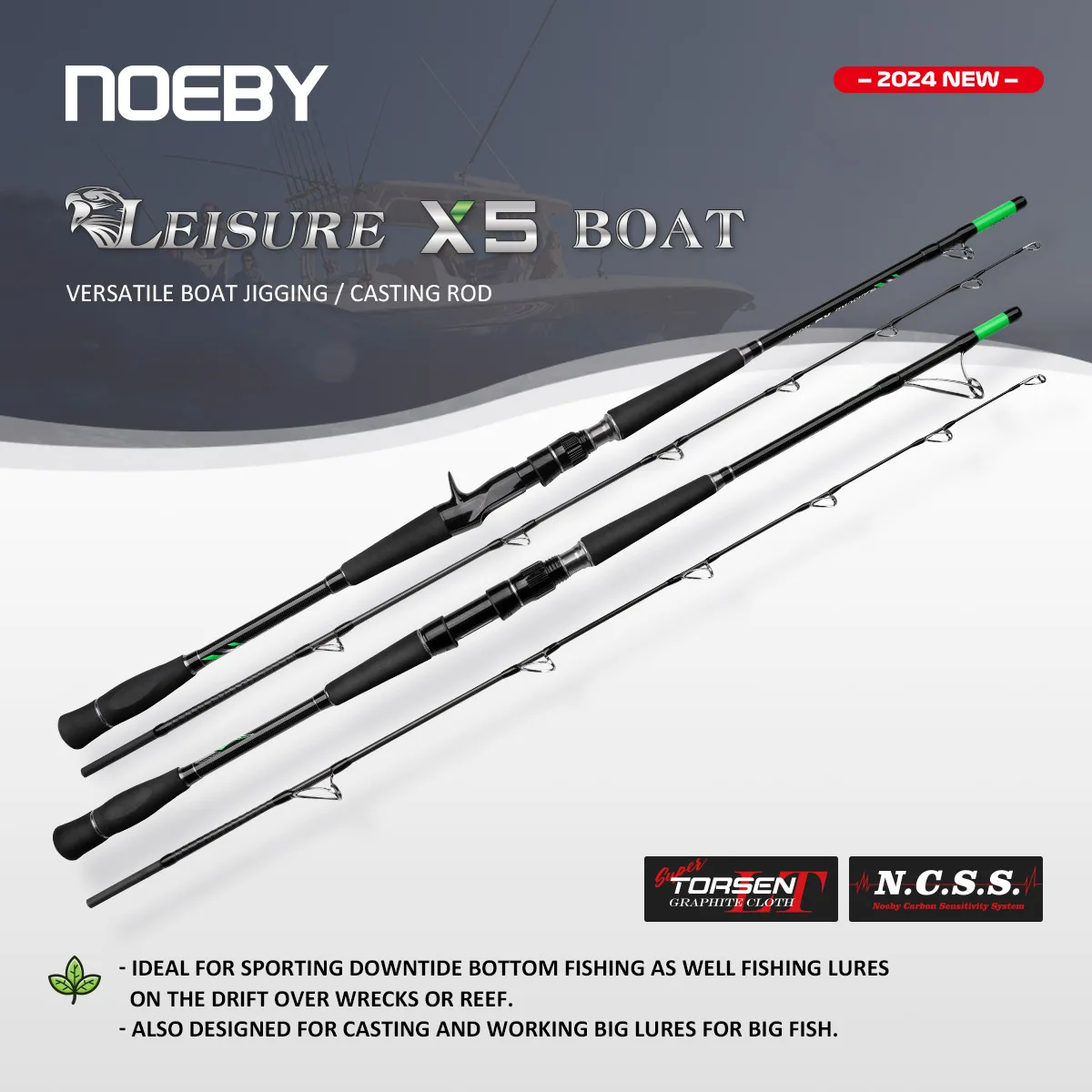 

Noeby Boat Fishing Rod 1.83m 2.13m 2.43m Max Drag 19kg Sinker 80-300g Versatile Boat Jigging Rod Tuna Big Game Sea Fishing Rods