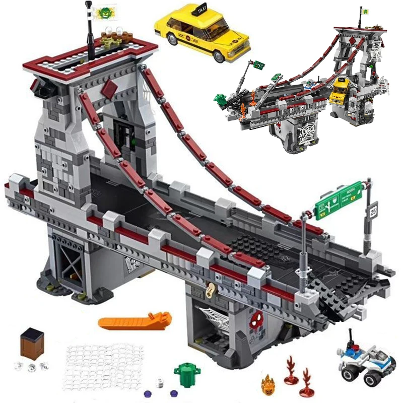 1092PCS Web Warriors Ultimate Bridge Battle Building Block Street View Model Architecture 76057 Bricks Toy Kids Adult For Gifts