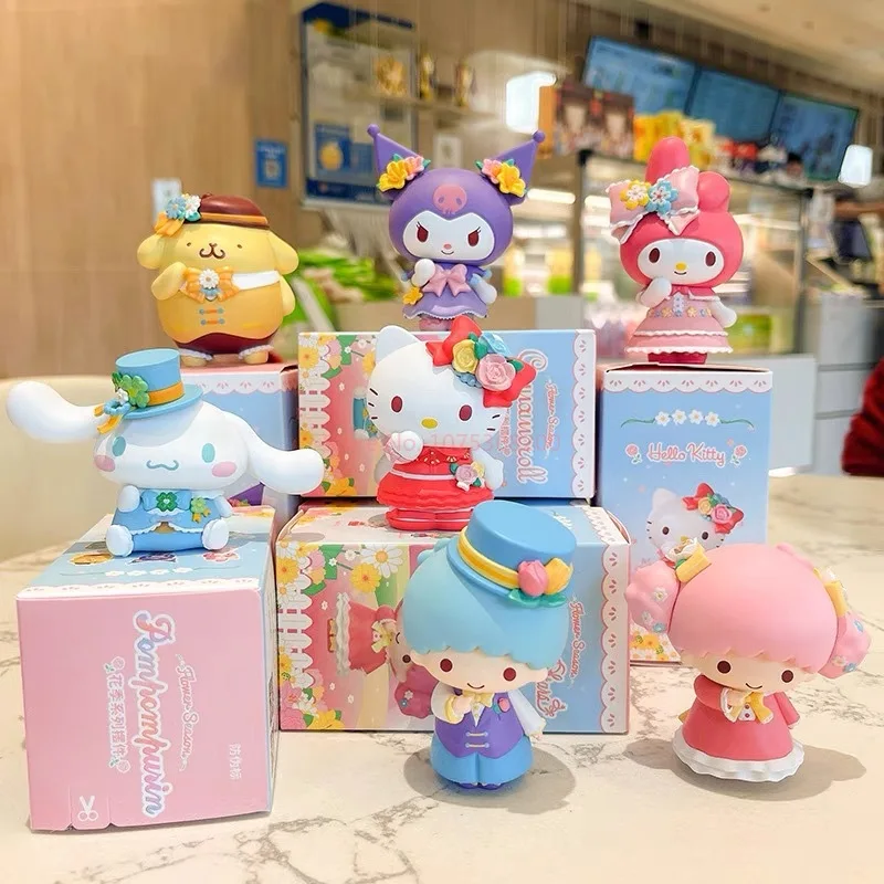 Venda quente autêntica sanrio primavera flor boneca minha melodia pequena estrela dupla cinnamoroll kuromi anime personagem dos desenhos animados kawaii t