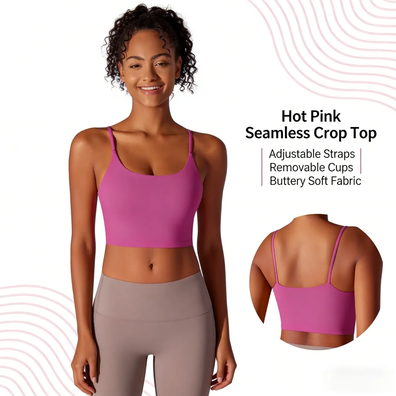 

Women's Solid Color Double - Sided Nylon Semi - Fixed Cup High - Support Sports Bra High Elastic Tight Fitness Workout Tank Top