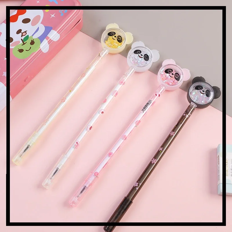 Wholesale Cute Panda Sequined Gel Pens Set Office Black Pen Students Write Black Water-based School Supplies