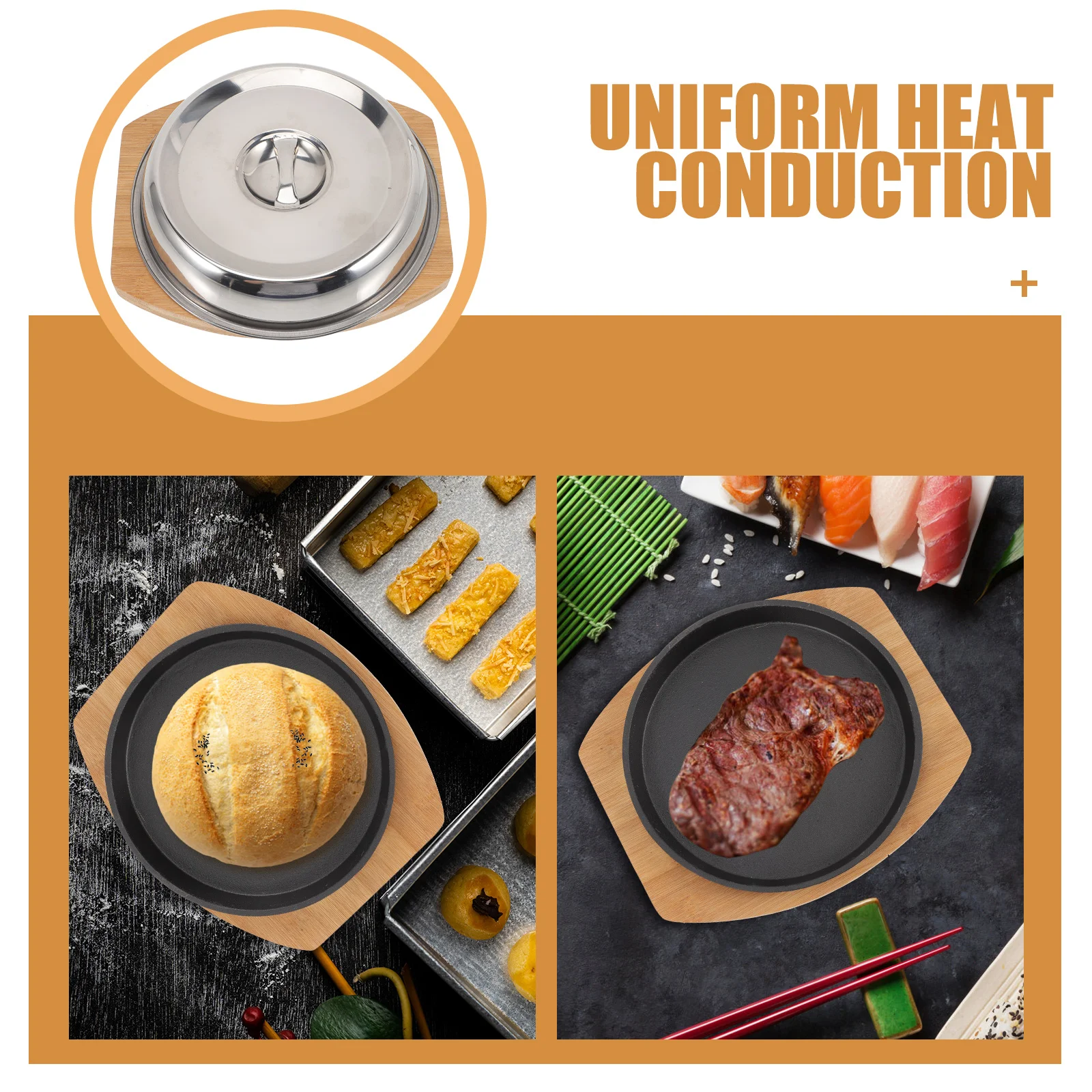 

Teppanyaki Grill Cooking with Lid Bbq Indoor Grilling Pans Roasting Fry for Restaurant Non Stick Steak Non-stick Frying Platter