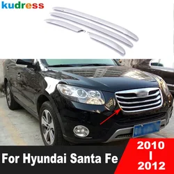 For Hyundai Santa Fe 2010 2011 2012 ABS Chrome Car Front Center Grille Grill Cover Trim Racing Grills Molding Strips Accessories