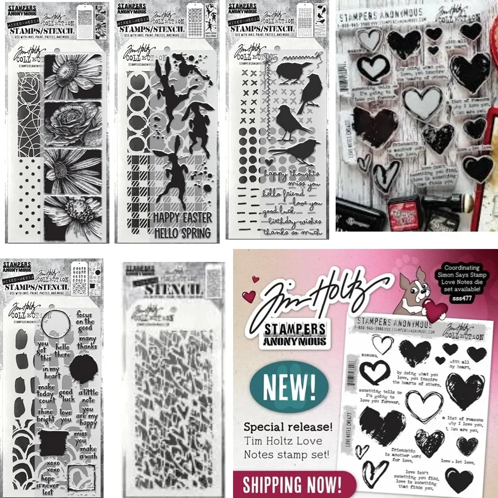 Neue 2024 tim holtz Liebes notizen Metalls chneid werkzeuge und Stempel für Scrap booking Schablone Präge form DIY Papier karten Handwerk