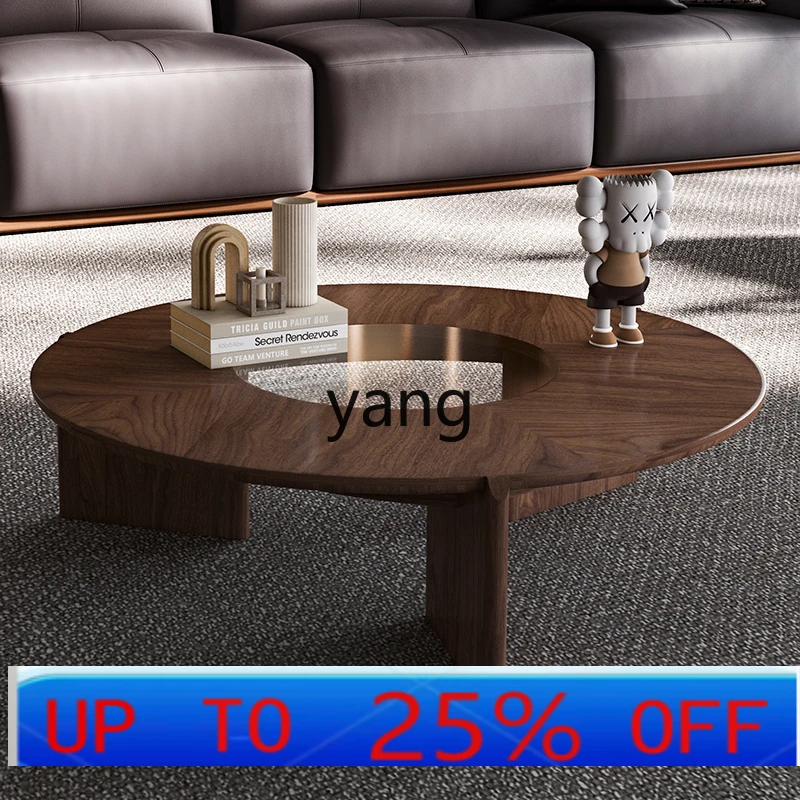 

LTT solid wood round coffee table living room furniture combination solid wood round tea table