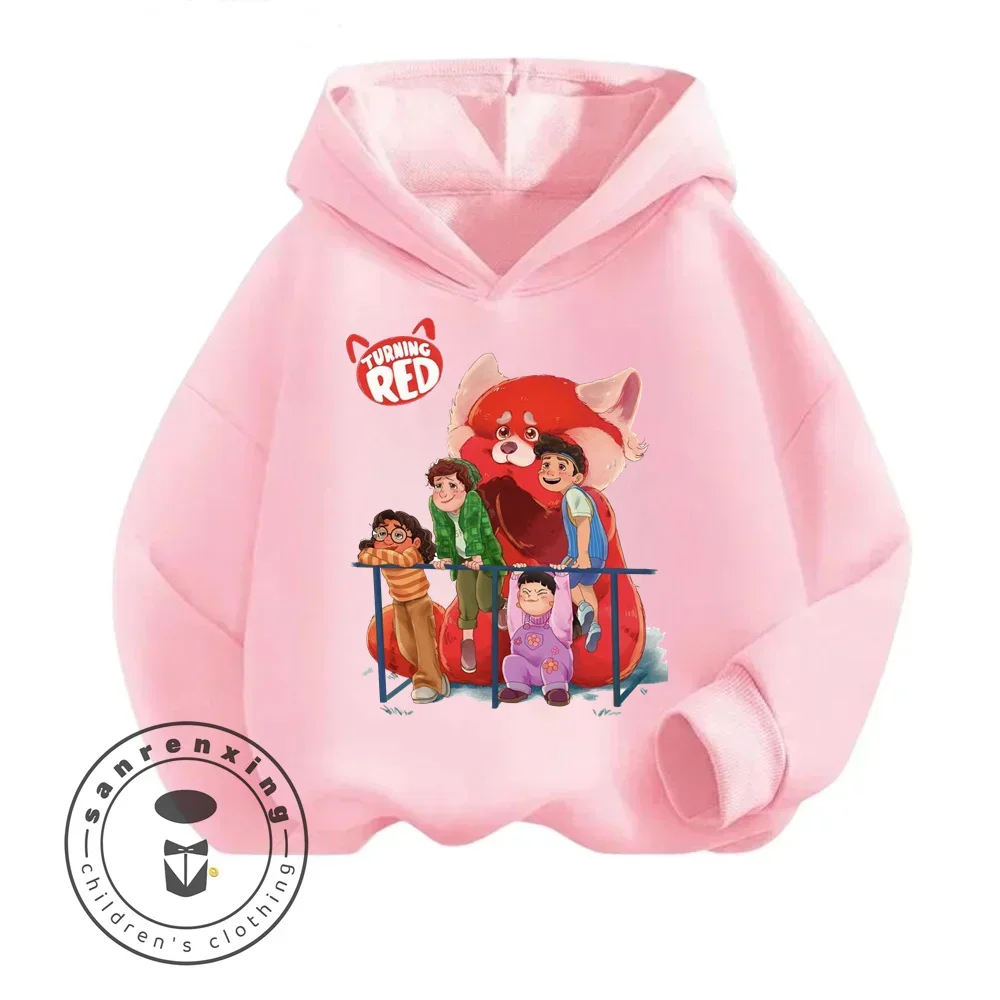 2024 Turning Red Cartoon Inspired Long Sleeve Apparel Crafted Comfort Breathability Children\'s Spring Fall Long Sleeved Hoodie