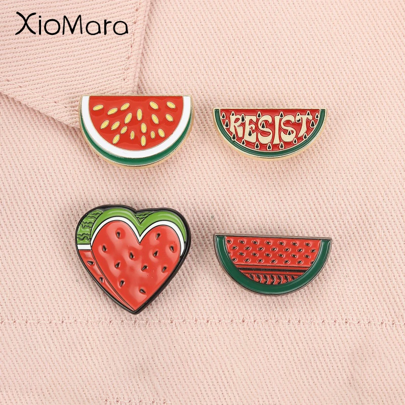 Watermelon Enamel Pins World Peace Freedom Cultural Symbol Handala Boy Brooches Lapel Backpack Badge Jewelry Gifts for Friends