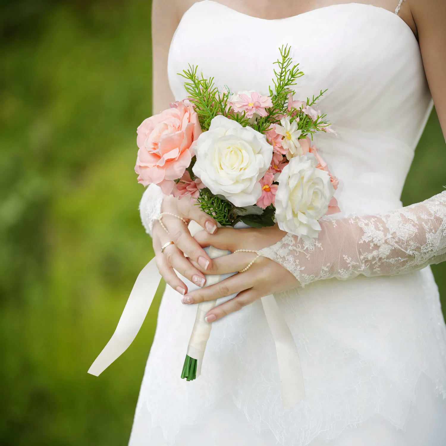 

Uflower Peony Pink Rose Hand Bouquet Bride Bridesmaid Silk Holding Artificial Flowers Mariage Bouquet Wedding Accessories