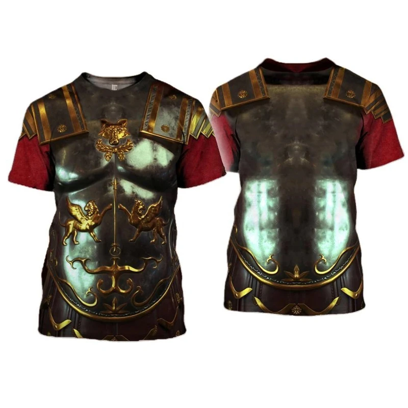 3D Print Knight Armor Cosplay T-shirt For Men New In Men's Casual O-neck Short Sleeve T Shirts Streetwear Funny Tee Shirt Tops