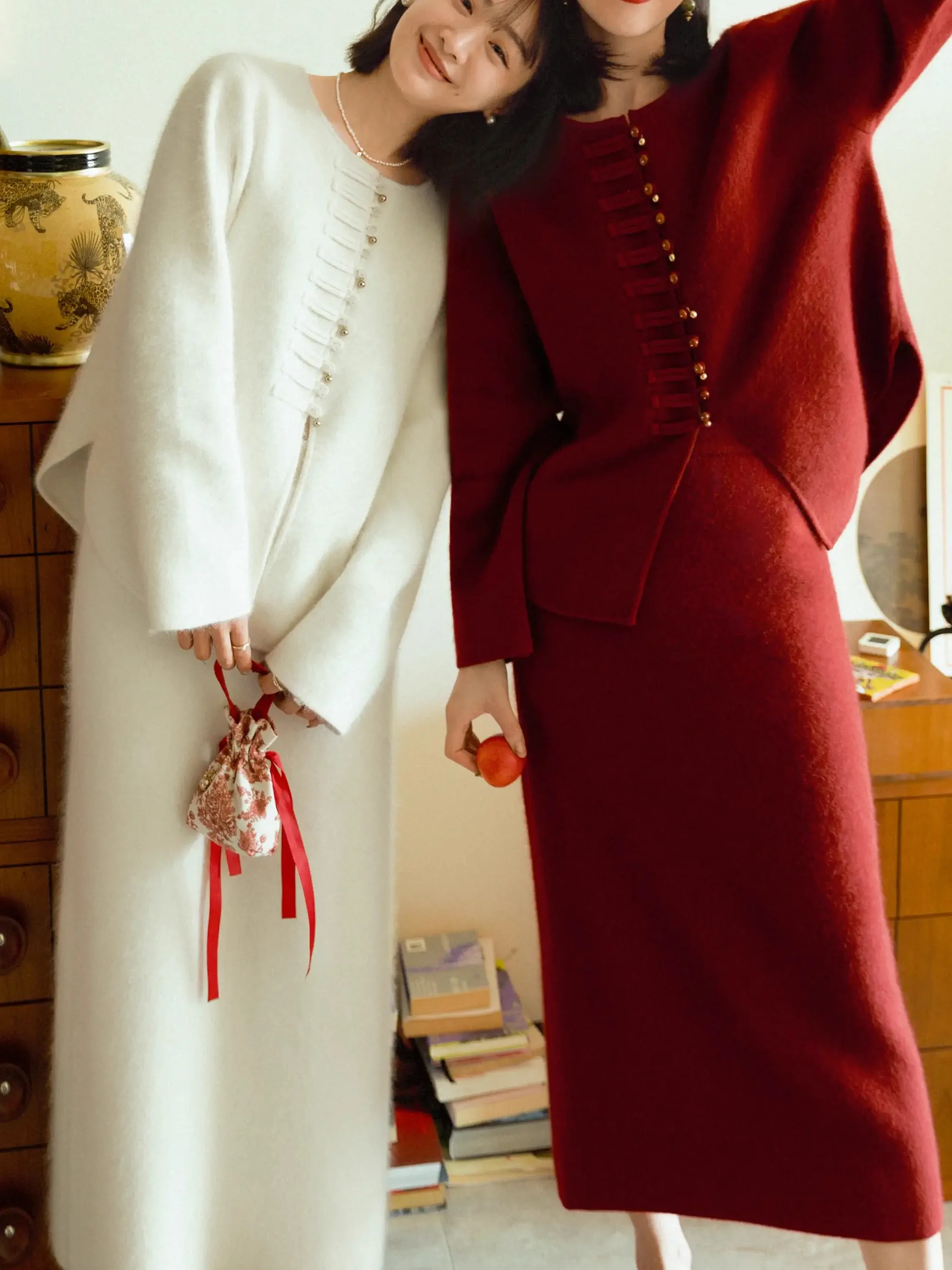 

High Waist Elastic Straight Leg Bear Fur Wool Knitted mid Length Skirt Soft Warm Thiened Women's Commute Faion