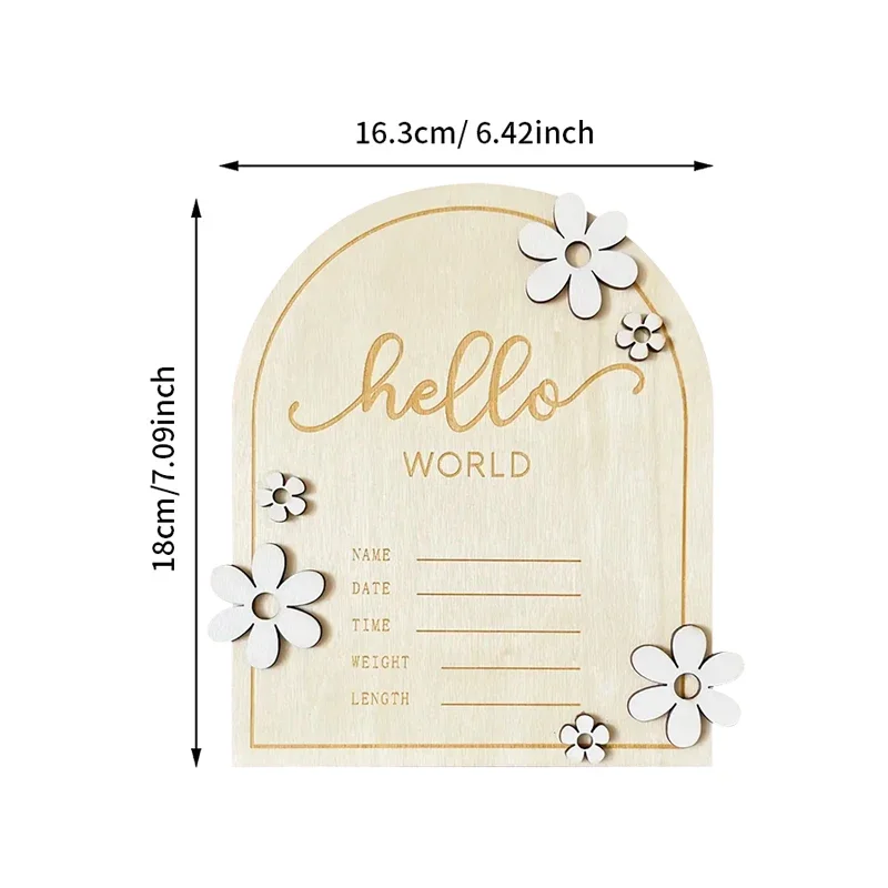 Baby Birth Announcement Sign With Brace Wooden Announcement Sign for Shower Announcement Sign Hello World Sign Milestone Cards