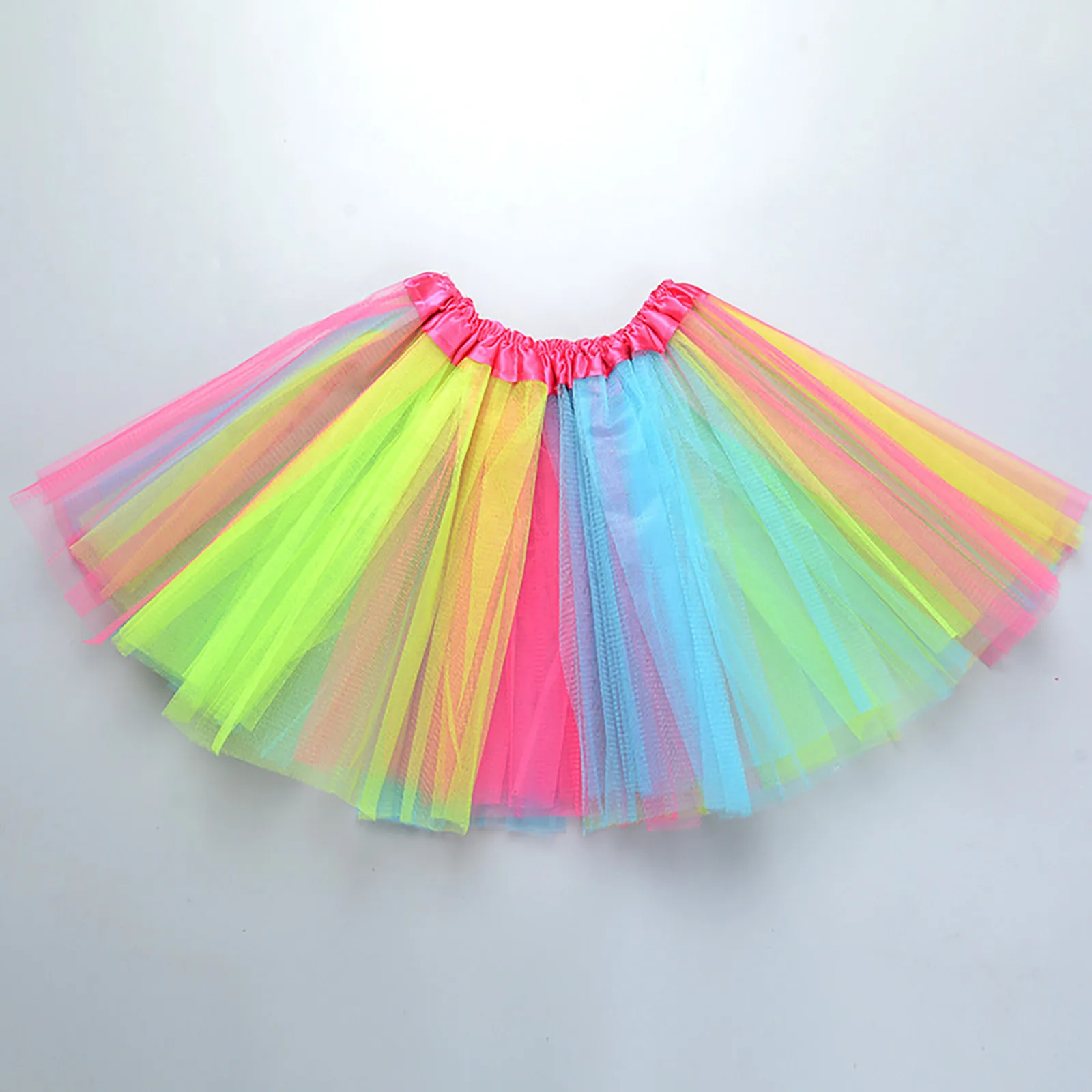 Toddler Girls Rainbow Birthday Party Tutu Skirt Performance Skirt Cute Fashion Printing Skirt Girls Long Denim Skirt Costume