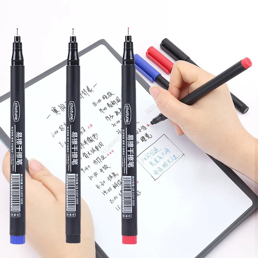 1/3PCS 0.5mm Dry Erase Art Markers Pens Erasable Whiteboard Marker Pen Office School Meeting record Stationery Extra Fine Tip