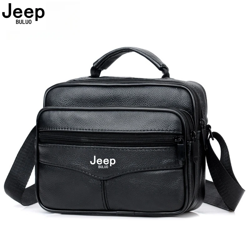 

JEEP BULUO New Men shoulder bag high quality genuine cow leather black business casual large capacity Crossbody Handbag Tote