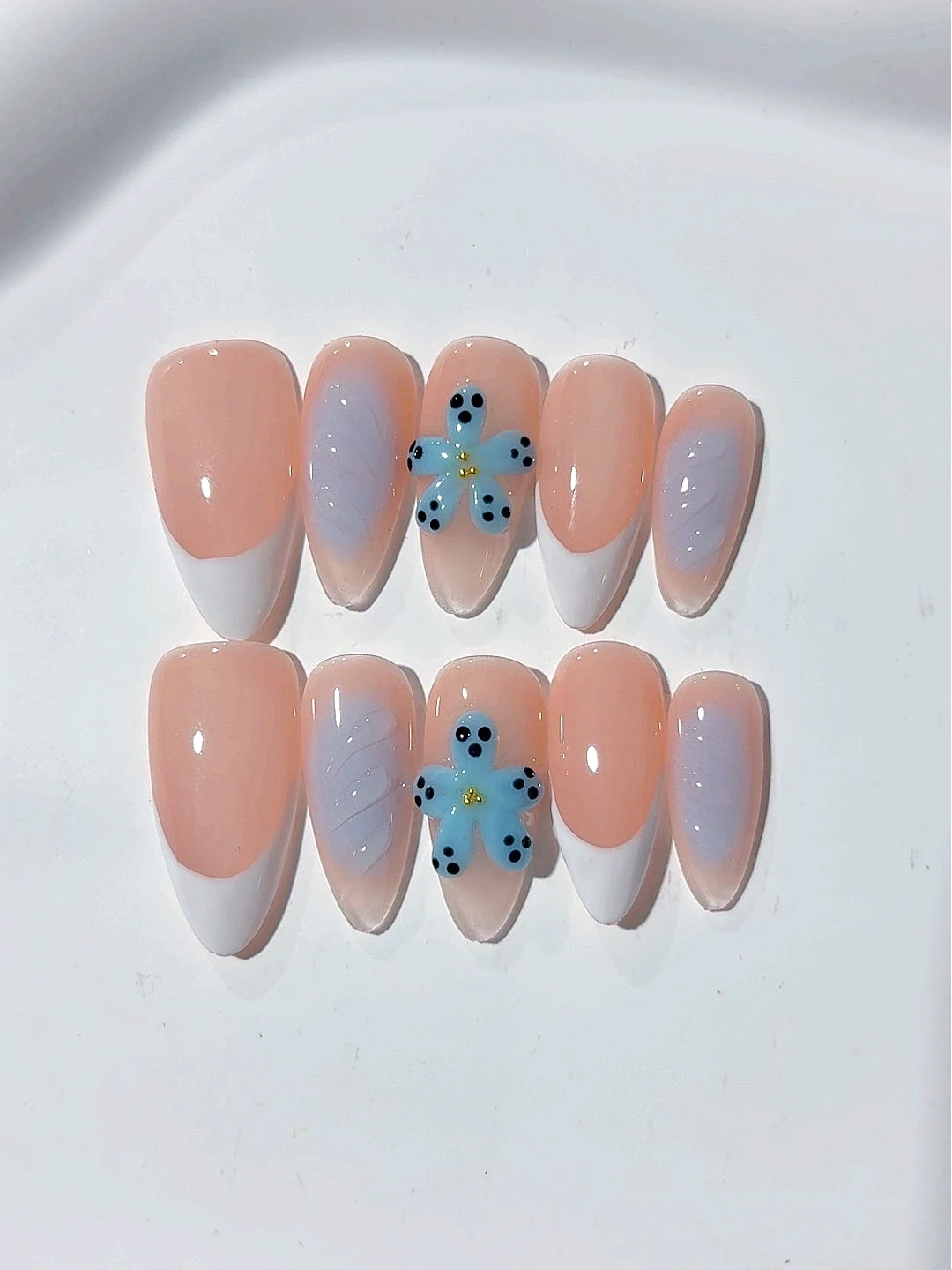 

French Light Pink Smudged Simple Sweet Style Fashionable Wearable Manicure (D339)