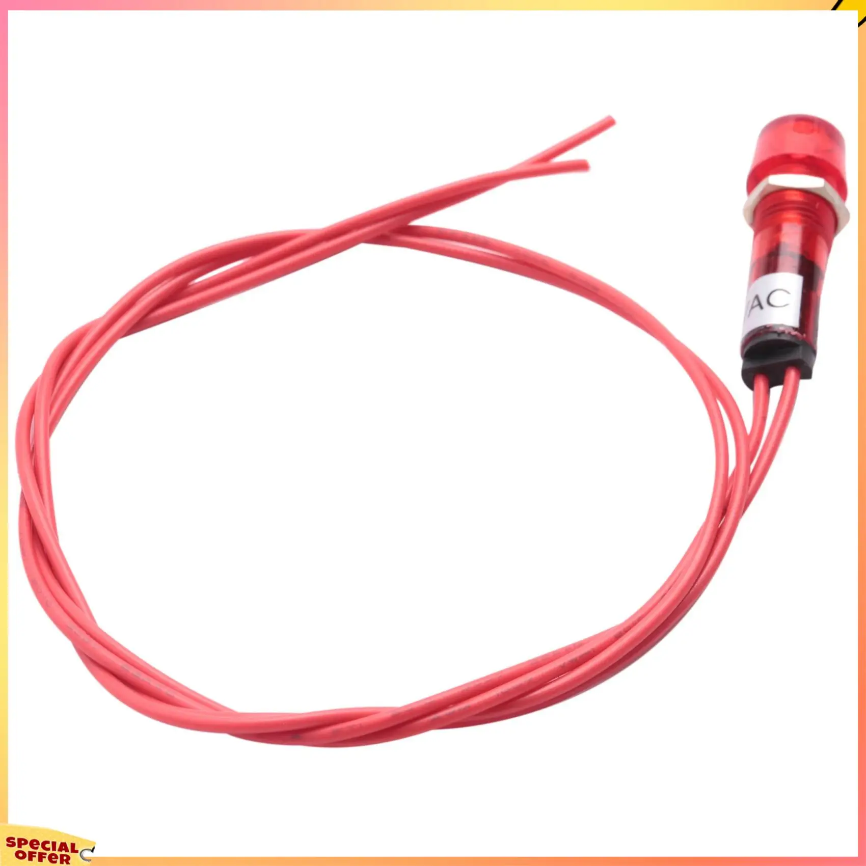 ABFI 4X ตัวบ่งชี้นีออนสัญญาณนําร่องไฟสีแดง AC 250V W2 สายไฟ