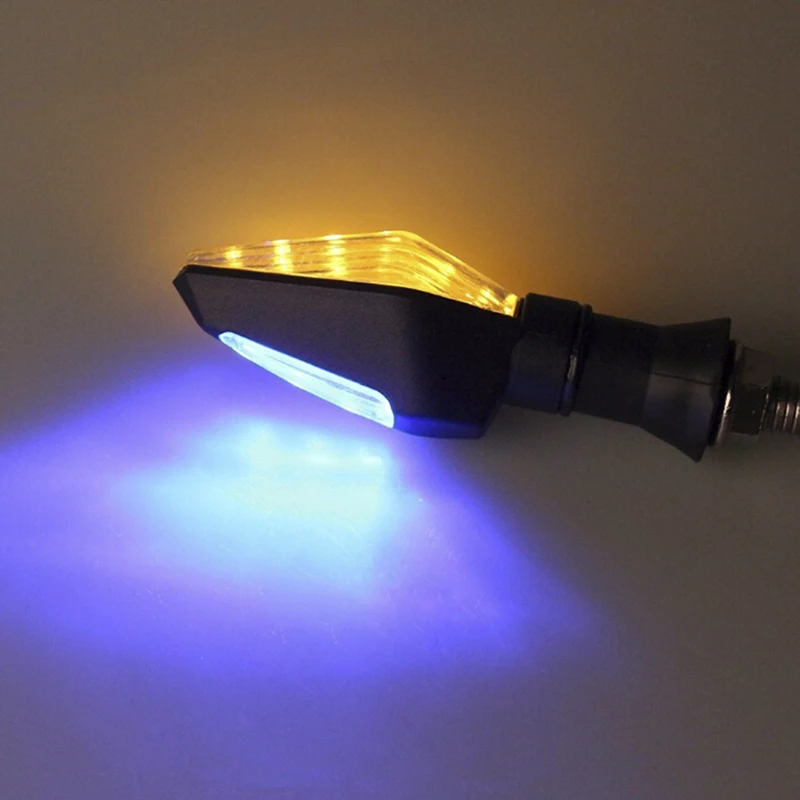 1PC Universal 12LED Amber+Blue Double Color Motorcycle Turn Signal Indicator Light Blinker For Motorcycle Motorbike Off Road