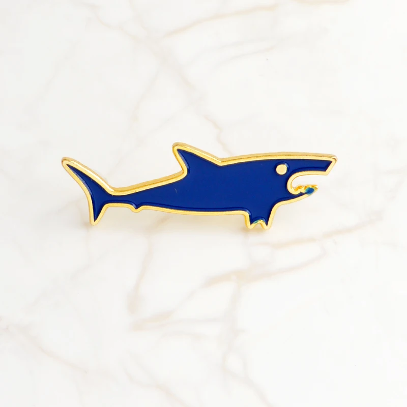 Blue Shark and Whale Ocean Animal Enamel Pins Mini Badge Denim Jeans lapel pins Cartoon Jewelry Gifts Brooches for Kids