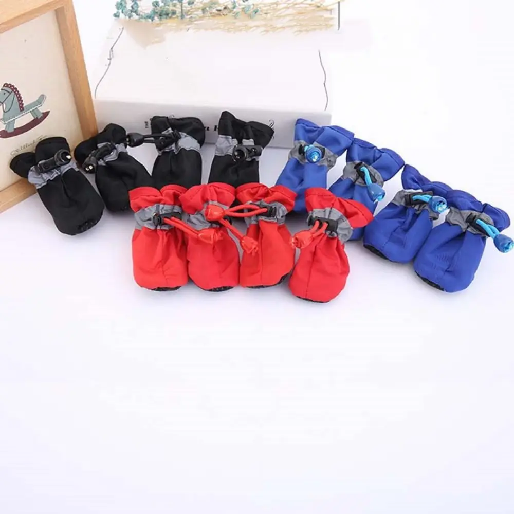 4Pcs New Puppy Socks Waterproof Rain Snow Boots Pet Shoes Dog Shoes Pet Rain Shoes