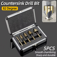 5Pcs 82 Degree Countersink Drill Bit Set Taper Hole Cutter Deburring Chamfering Trimmer Tool 1/4\