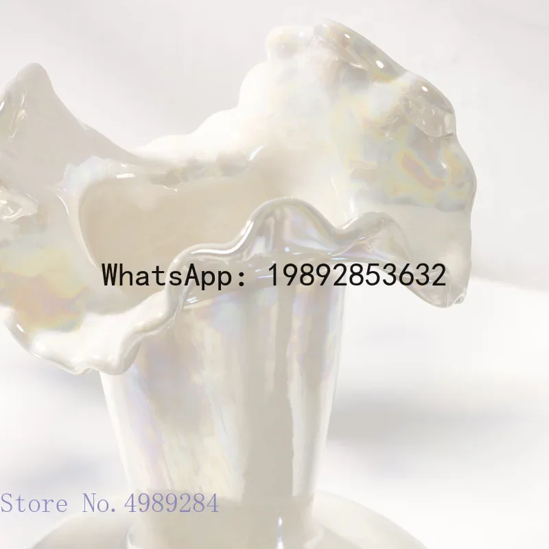 

a17Creative ceramic vase Shell gloss White flower vase Abstract Irregular Flower Arrangement Hydroponics ornaments Home Decorati