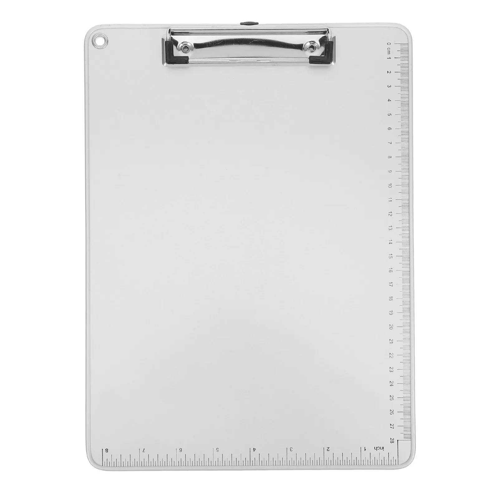 

Anti-Slip A4 Clipboard With Centimeter Scale Flat Surface Rounded Corners Hidden Hanging Buckle Aluminum Alloy Paper Holder For