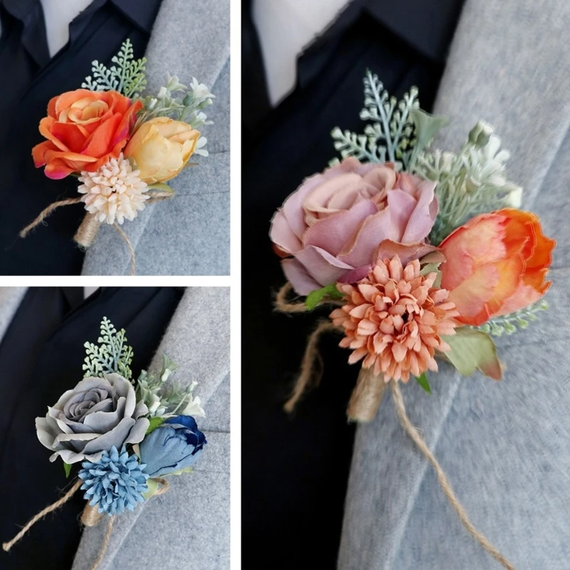 Wedding Boutonnieres Artificial Flower Arrangement for Wedding Reception Wedding Ceremony Engagement Decors DropShip