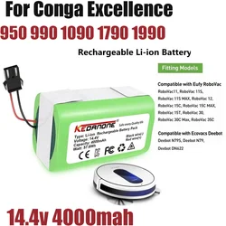 Batería conga 1090 990 950 cocotec 14.4v 4.0ah li-ion bateria para ecovacs deebot dn621 601/605 eufy robovac 35c panda i7 v710