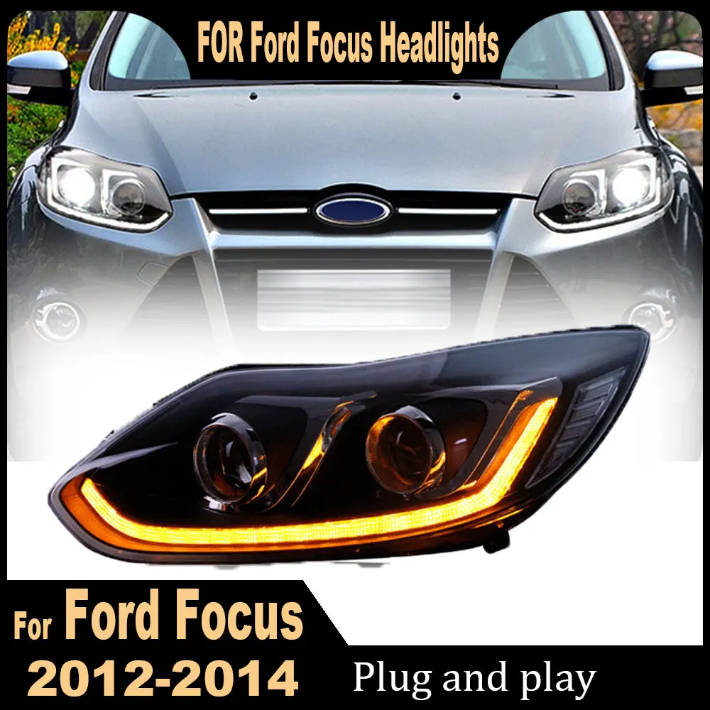 Headlights For Ford Focus 2012 2013 2014 DRL Day Running Light Head Lamp LED Bi Xenon Bulb Fog Light Tuning Focus3 Car Accessory