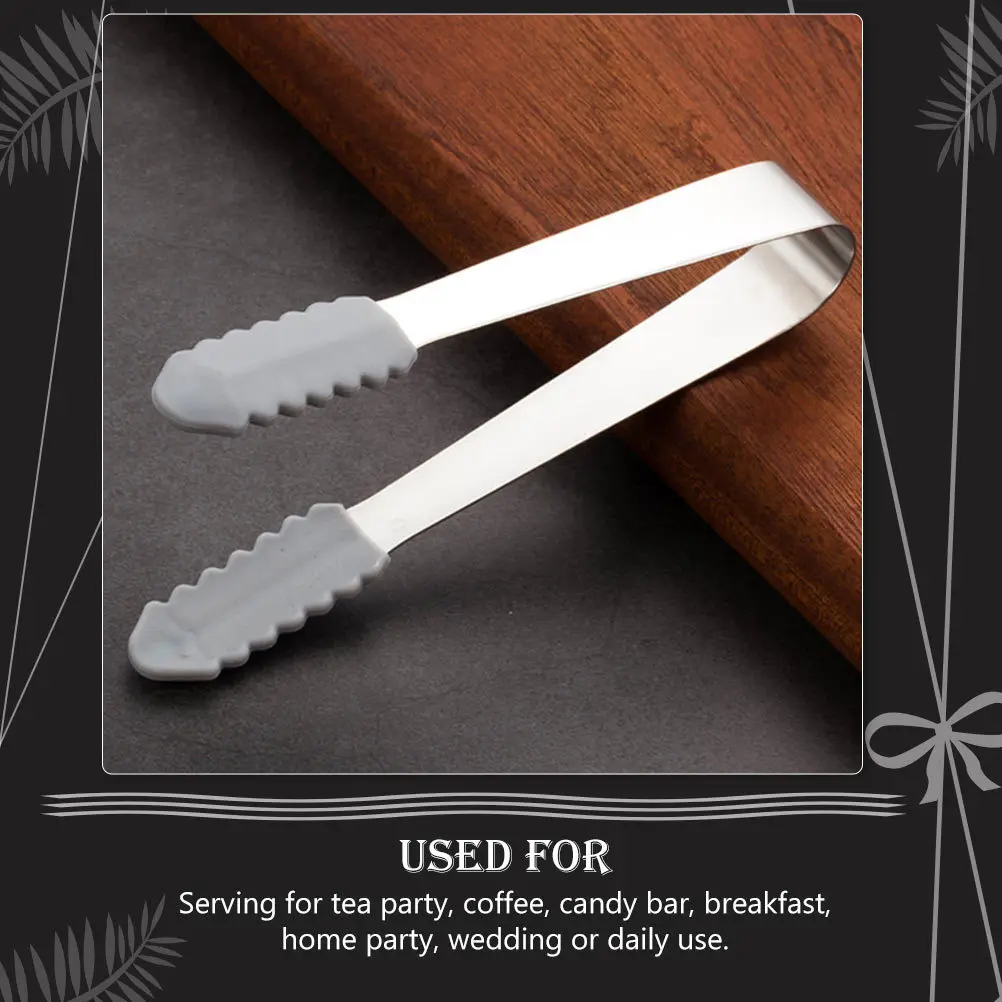 

3Pcs Stainless Steel Ice Cube Clips with Saw-Teeth Edge Food Tongs for Buffet Bbq Wedding Party Multipurpose Serving Tool