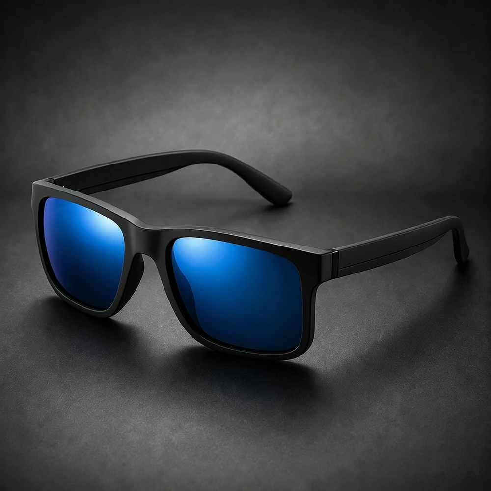 Matte Schwarze Rahmen Polarisierte Sonnenbrille für Herren Quadratisch UV400 Fahrbrille Outdoor-Sport Sonnenbrille