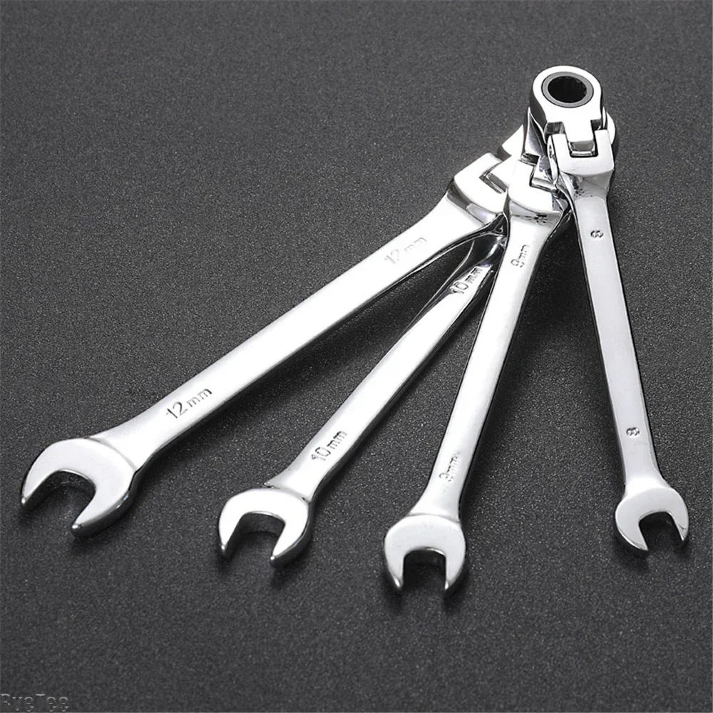 

10pcs/12pcs Ratchet Wrench Set Dual-purpose Adjustable Socket Box Wrenches Quick Effortless Hardware Tool for Maintenance Worker