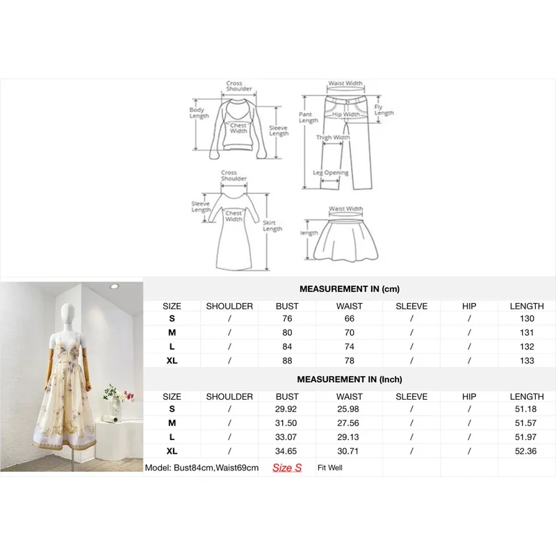 فساتين نسائية رومانسية جديدة لخريف 2025 فستان متوسط الطول مطبوع عليه زهور بيج أزرق بدون أكمام ورقبة على شكل V عميقة #3