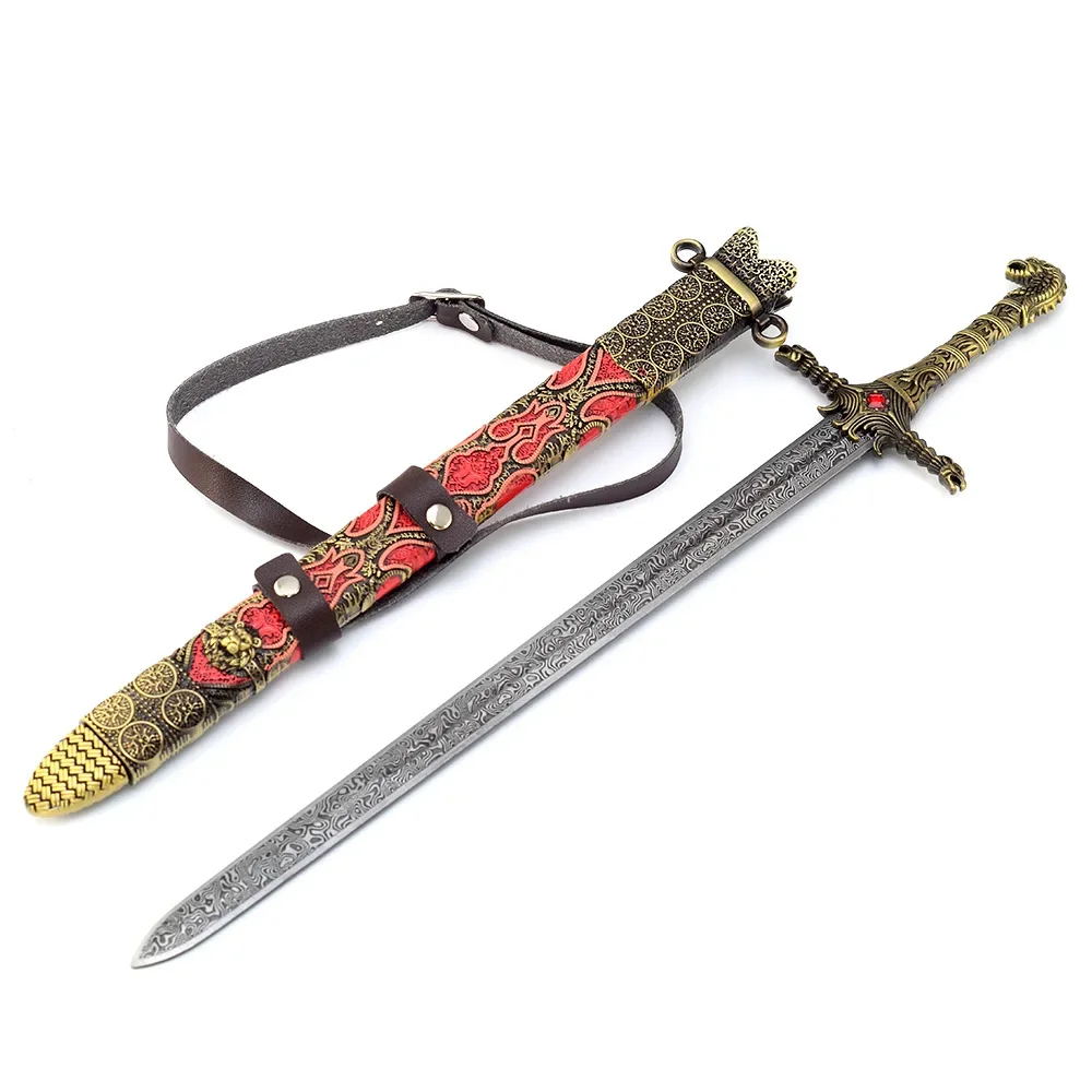 Espada de caballero Medieval de 30cm, espada Valyrian de acero, juego de película, TV, periférico de Metal Krieger, espada larga, modelo de arma, adorno